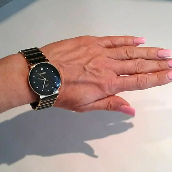 Black and Gold Watch with Crystals - Picture 4 of 7